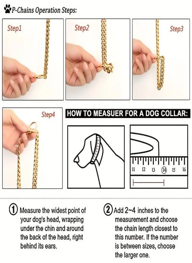 Pups&Pets طوق تدريب الكلاب من النحاس الأصفر شديد التحمل والمصقول بالذهب، طوق دوار للكلاب، طوق عرض الكلاب (سمك 5 مم، طول 30 بوصة، مقاس XX - كبير جدًا) - Image 3